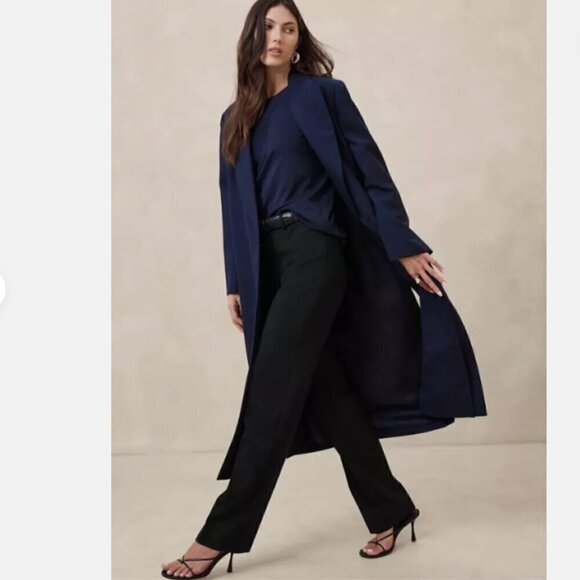 Banana Republic Siena Straight Black ITALIAN WOOL Pants Size 8 PETITE MSRP $150 - Picture 1 of 10